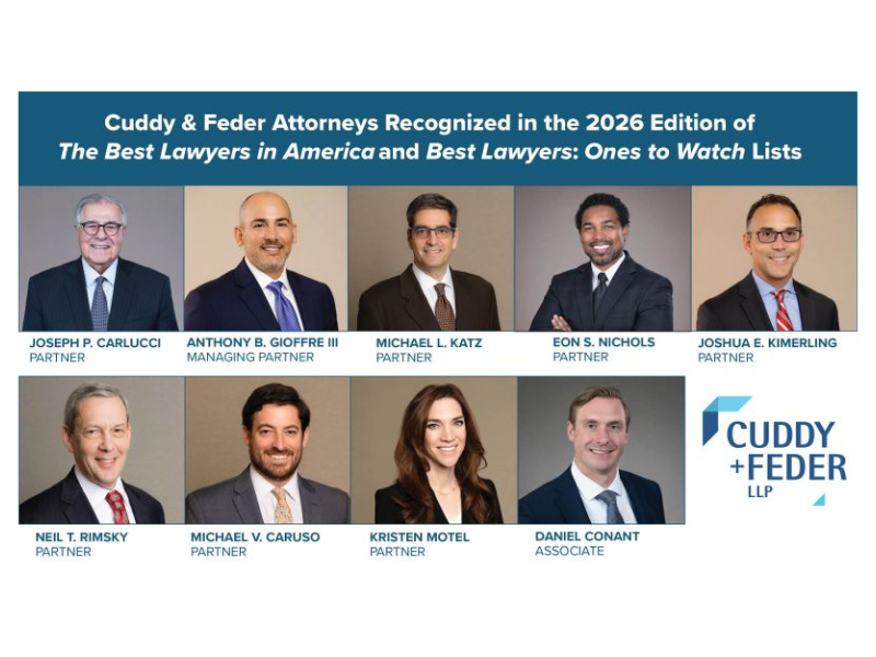 Cuddy & Feder Attorneys Honored as Best Lawyers featured image.